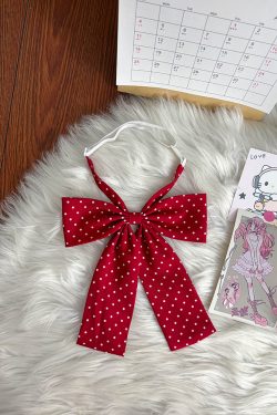 Super Large Polka Dot Bowtie Uniform Accessory - Adjustable Pink Bowknot for Versatile College Style, Cute Pudding Bear Design