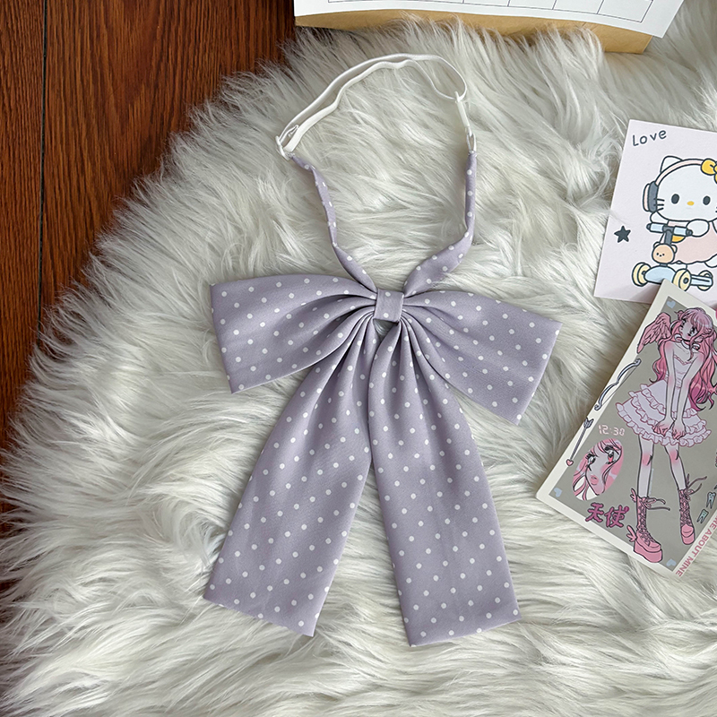 Super Large Polka Dot Bowtie Uniform Accessory - Adjustable Pink Bowknot for Versatile College Style, Cute Pudding Bear Design Super Large Polka Dot Bowtie Uniform Accessory - Adjustable Pink Bowknot for Versatile College Style, Cute Pudding Bear Design