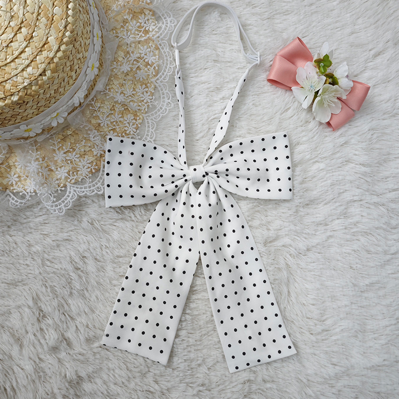 Super Large Polka Dot Bowtie Uniform Accessory - Adjustable Pink Bowknot for Versatile College Style, Cute Pudding Bear Design Super Large Polka Dot Bowtie Uniform Accessory - Adjustable Pink Bowknot for Versatile College Style, Cute Pudding Bear Design