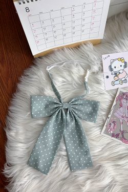 Super Large Polka Dot Bowtie Uniform Accessory - Adjustable Pink Bowknot for Versatile College Style, Cute Pudding Bear Design