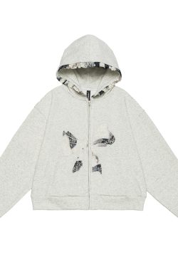 Sweet and Spicy Lace Bow Hoodie Short Jacket for Women - Loose American Style Casual Top, Trendy Y2K Fashion