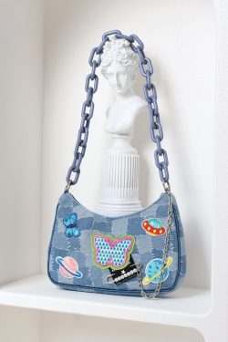 Sweet Cool Cowboy Underarm Bag Women's Y2K Embroidered Chain Crossbody Bag - Trendy Millennium Hot Girl Style