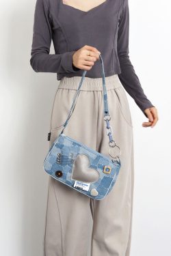 Sweet Cool Heart Cowboy Underarm Bag for Women - Y2K Chain Crossbody Bag, Trendy 90s Style, Unique Niche Design