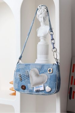 Sweet Cool Heart Cowboy Underarm Bag for Women - Y2K Chain Crossbody Bag, Trendy 90s Style, Unique Niche Design