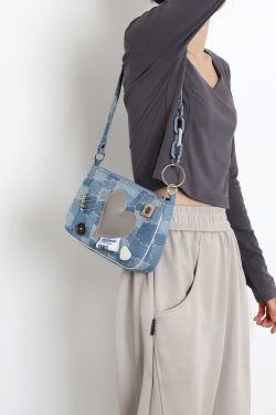 Sweet Cool Heart Cowboy Underarm Bag for Women - Y2K Chain Crossbody Bag, Trendy 90s Style, Unique Niche Design