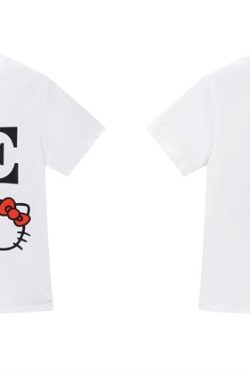 Sweet Cool Kitty Cartoon Print Short Sleeve T-Shirt for Women - Summer 2025 Slim Fit Casual Top, Cute Y2K Style