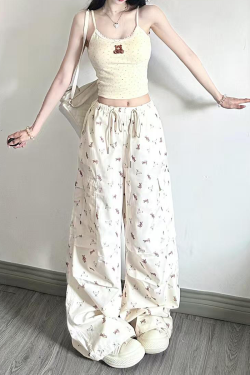 Sweet Cool Spicy Girl Cargo Pants - Loose Straight-Leg Wide-Leg Sports Casual Trousers for a 90s Y2K Inspired Look