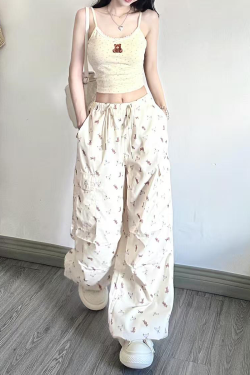 Sweet Cool Spicy Girl Cargo Pants - Loose Straight-Leg Wide-Leg Sports Casual Trousers for a 90s Y2K Inspired Look