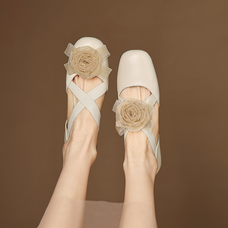 Sweet Cross Strap Ballet Flats with Side Cutout - Women's Fairy Fashion Shoes in Niche Designer Style Sweet Cross Strap Ballet Flats with Side Cutout - Women's Fairy Fashion Shoes in Niche Designer Style