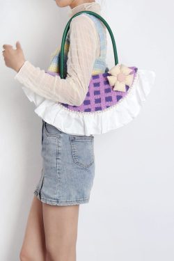 Sweet Cute Woolen Fan-Shaped Tote Underarm Handbag for Autumn Winter - Trendy High-End Fashion Accessory