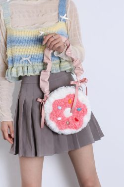 Sweet Donut Small Round Crossbody Bag for Girls - Cute Trendy Phone Bag in Lolita Style