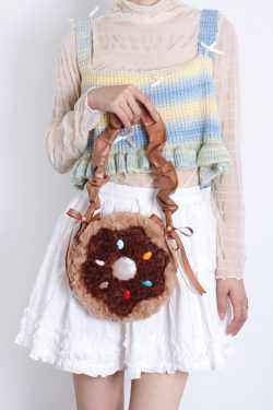 Sweet Donut Small Round Crossbody Bag for Girls - Cute Trendy Phone Bag in Lolita Style