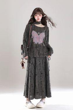Sweet Girl Butterfly Embroidery Long Sleeve T-Shirt Sun Protection Cover-Up for Women - Spring Summer Loose Top for Lazy Style