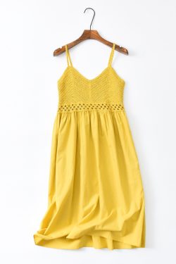Sweet Hollow Knitted Camisole Dress - Summer Seaside Fairy Style with Waist-Cinching Design in White