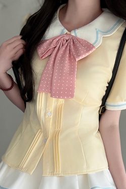 Sweet Style Short Sleeve Sailor Suit Set with Cake Skirt - 2025 Summer Pudding Bear JK Uniform Fashion for Y2K & Korean Style Lovers