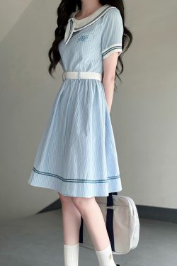 Sweetheart Pudding Bear JK Uniform College Style Dress with Butterfly Collar - Slimming Summer Dress for Women