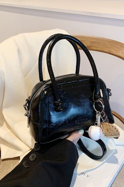 Textured Bowling Bag for Women - Stylish Small Handbag, 2025 Trendy Crossbody Shoulder Bag for Everyday Fashion