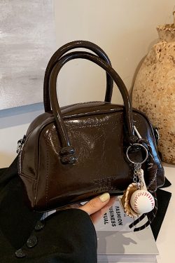 Textured Bowling Bag for Women - Stylish Small Handbag, 2025 Trendy Crossbody Shoulder Bag for Everyday Fashion