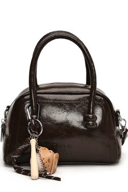 Textured Bowling Bag for Women - Stylish Small Handbag, 2025 Trendy Crossbody Shoulder Bag for Everyday Fashion