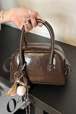 Textured Bowling Bag for Women - Stylish Small Handbag, 2025 Trendy Crossbody Shoulder Bag for Everyday Fashion