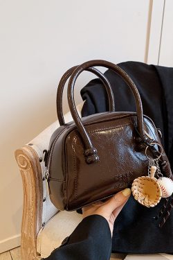 Textured Bowling Bag for Women - Stylish Small Handbag, 2025 Trendy Crossbody Shoulder Bag for Everyday Fashion