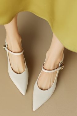 Textured Cowhide Non-Slip Stiletto Heels - 2025 Spring/Summer Pointed Toe Leather Pumps for Elegant Style
