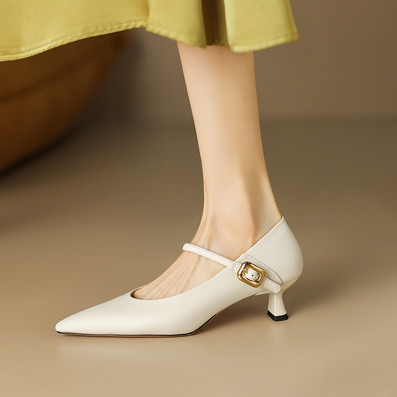 Textured Cowhide Non-Slip Stiletto Heels - 2025 Spring/Summer Pointed Toe Leather Pumps for Elegant Style Textured Cowhide Non-Slip Stiletto Heels - 2025 Spring/Summer Pointed Toe Leather Pumps for Elegant Style