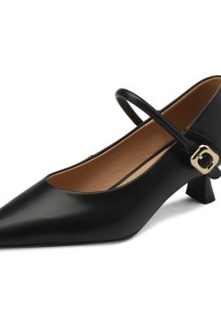 Textured Cowhide Non-Slip Stiletto Heels - 2025 Spring/Summer Pointed Toe Leather Pumps for Elegant Style