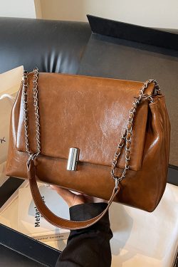 Textured High-End Tote Bag with Shiny Chain Shoulder Strap - Stylish Versatile Commuting School Bag for 2025