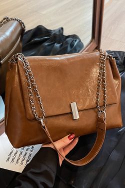 Textured High-End Tote Bag with Shiny Chain Shoulder Strap - Stylish Versatile Commuting School Bag for 2025