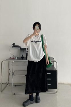 Textured Pleated Midi Skirt for Women - High-Waisted A-Line Design, Loose Fit, Perfect for Spring and Summer Fashion