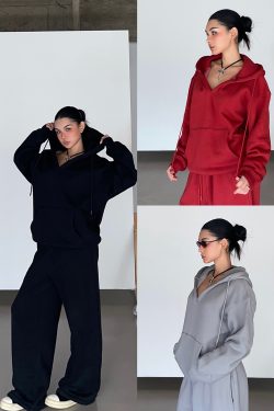 Thick Fleece V-Neck Hoodie for Cold Weather - Super Warm Loose Fit - Cozy Lazy Style - Available in 3 Colors