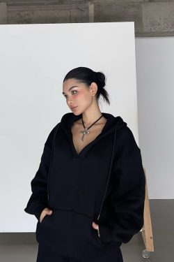 Thick Fleece V-Neck Hoodie for Cold Weather - Super Warm Loose Fit - Cozy Lazy Style - Available in 3 Colors