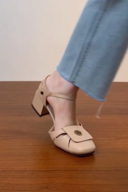 Thick-Heeled Open-Toe Sandals for Women - Hollow Design, Camellia Style, Summer 2025 Trendy High Heels