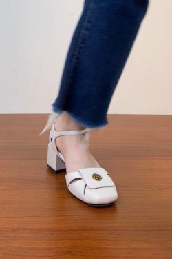 Thick-Heeled Open-Toe Sandals for Women - Hollow Design, Camellia Style, Summer 2025 Trendy High Heels