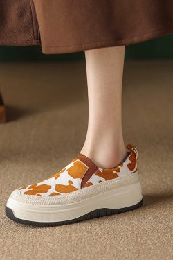 Thick-Soled Color-Blocked Loafers for Women - Genuine Leather, Comfortable Soft Sole, Italian-Style, Horsehair Design