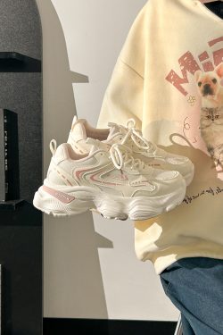 Thick-Soled Dad Shoes for Women - 2025 New Style Mesh Breathable Casual Sneakers - Versatile Soft-Soled White Sports Footwear