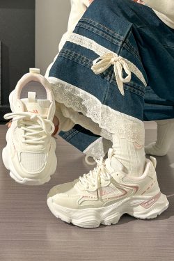 Thick-Soled Dad Shoes for Women - 2025 New Style Mesh Breathable Casual Sneakers - Versatile Soft-Soled White Sports Footwear