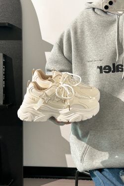 Thick-Soled Dad Shoes for Women - 2025 New Style Mesh Breathable Casual Sneakers - Versatile Soft-Soled White Sports Footwear