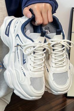 Thick-Soled Dad Shoes for Women - 2025 New Style Mesh Breathable Casual Sneakers - Versatile Soft-Soled White Sports Footwear