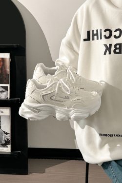 Thick-Soled Dad Shoes for Women - 2025 New Style Mesh Breathable Casual Sneakers - Versatile Soft-Soled White Sports Footwear