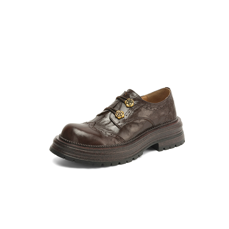 Thick-Soled Deep-Cut Leather Loafers for Women, 2025 Spring Fashion, Sheepskin Camellia Design, Trendy Y2K Style Thick-Soled Deep-Cut Leather Loafers for Women, 2025 Spring Fashion, Sheepskin Camellia Design, Trendy Y2K Style