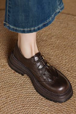 Thick-Soled Deep-Cut Leather Loafers for Women, 2025 Spring Fashion, Sheepskin Camellia Design, Trendy Y2K Style