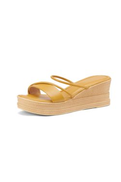 Thick-Soled Genuine Leather Wedge Sandals for Women - Fashionable High-Heeled Platform Slippers, Summer Style