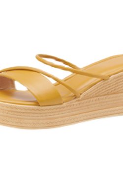 Thick-Soled Genuine Leather Wedge Sandals for Women - Fashionable High-Heeled Platform Slippers, Summer Style