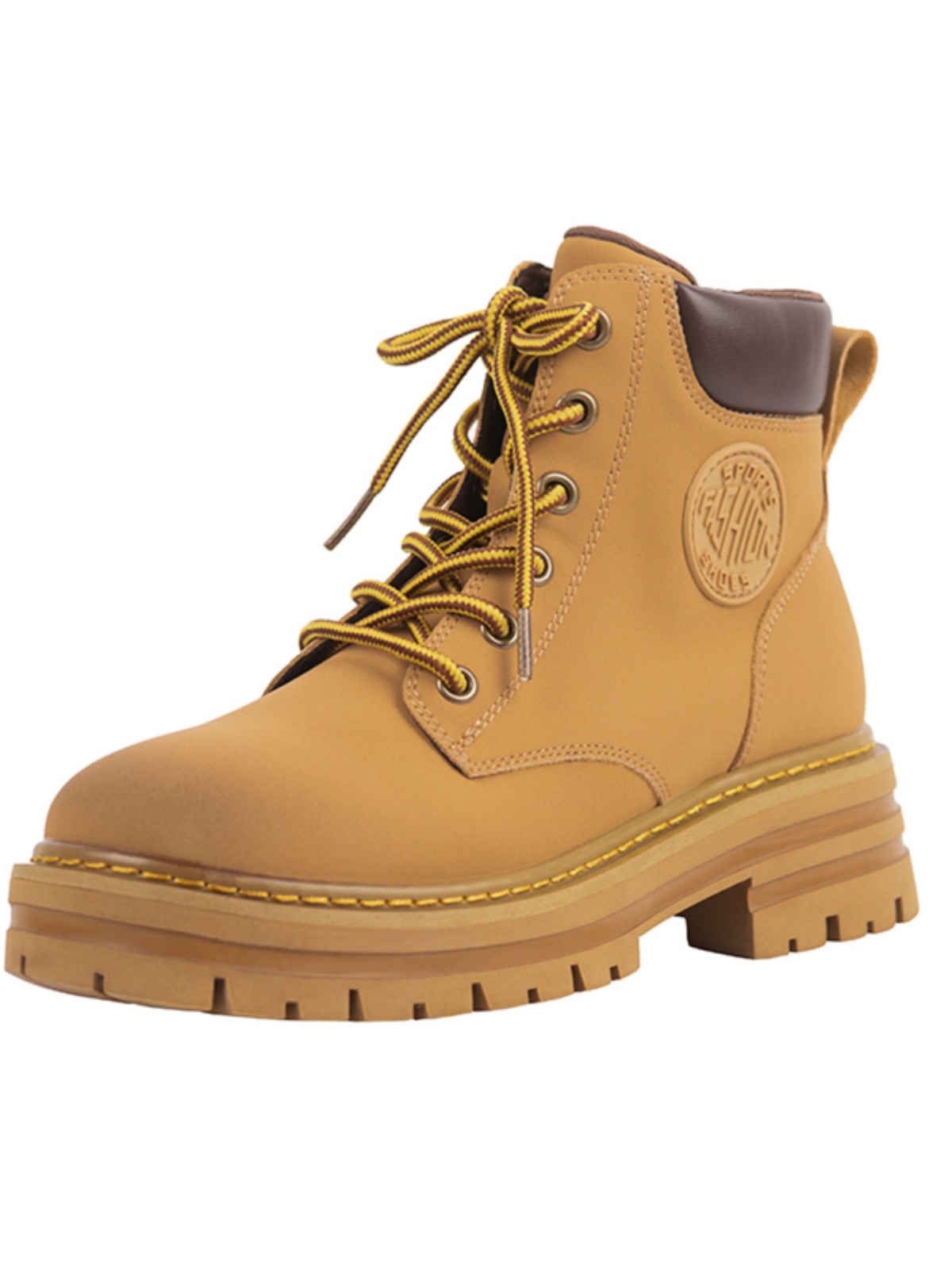 Thick-Soled Genuine Leather Yellow Martin Ankle Boots for Women - Spring & Autumn Short Booties, Sizes 41-43 Thick-Soled Genuine Leather Yellow Martin Ankle Boots for Women - Spring & Autumn Short Booties, Sizes 41-43