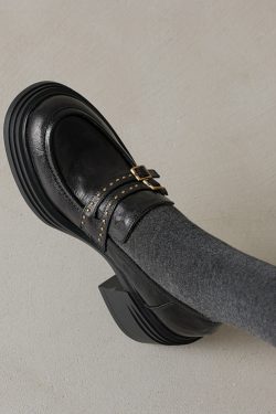 Thick-Soled High Heeled Loafers for Women - Sheepskin Buckle Design, 2025 Summer Style, Trendy Footwear, Chic Comfort