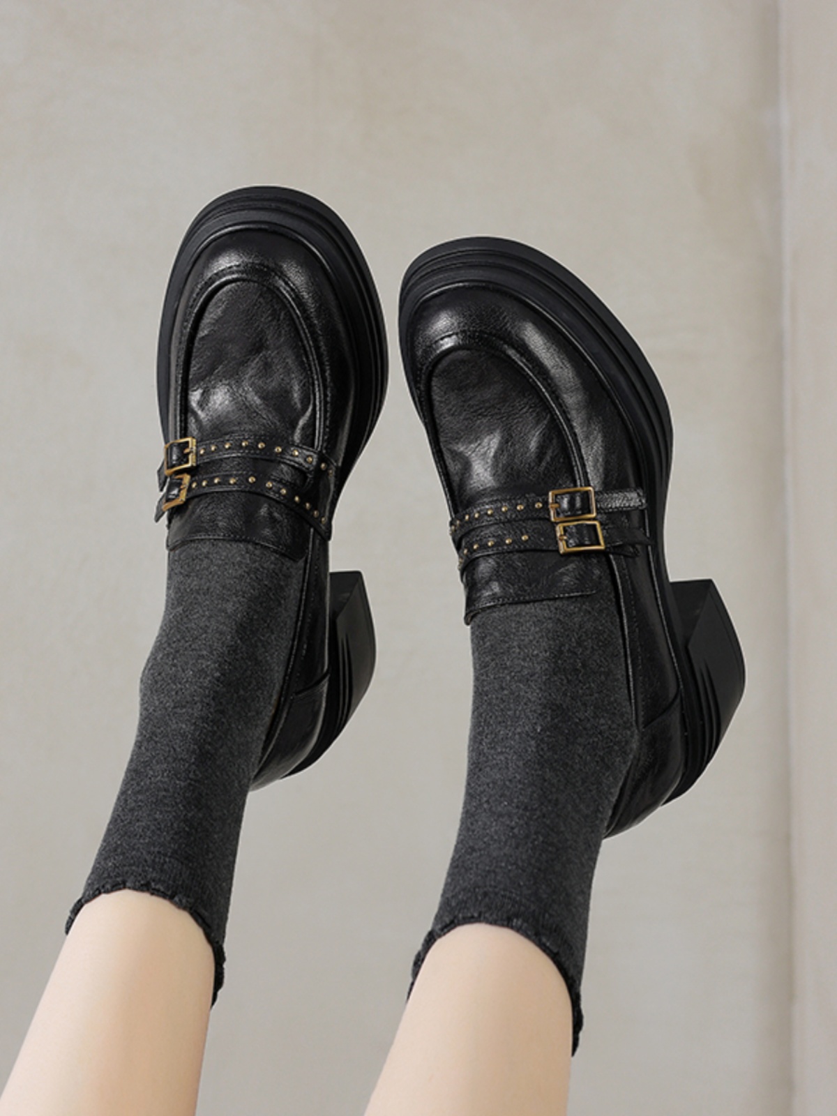 Thick-Soled High Heeled Loafers for Women - Sheepskin Buckle Design, 2025 Summer Style, Trendy Footwear, Chic Comfort Thick-Soled High Heeled Loafers for Women - Sheepskin Buckle Design, 2025 Summer Style, Trendy Footwear, Chic Comfort