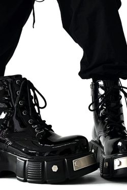 Thick-Soled Martin Boots for Men, Niche Punk Style Zipper Motorcycle Boots, British Big Toe High-Top Shoes, European American Fashion