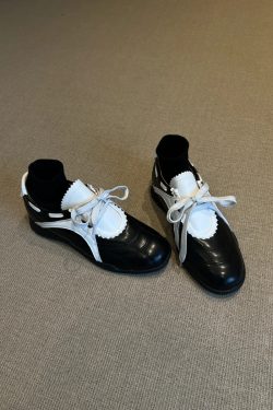 Thick-Soled Sporty Mary Jane Shoes for Women - Color-Blocked Retro Lace-Up Casual Footwear, Round-Toe Comfort